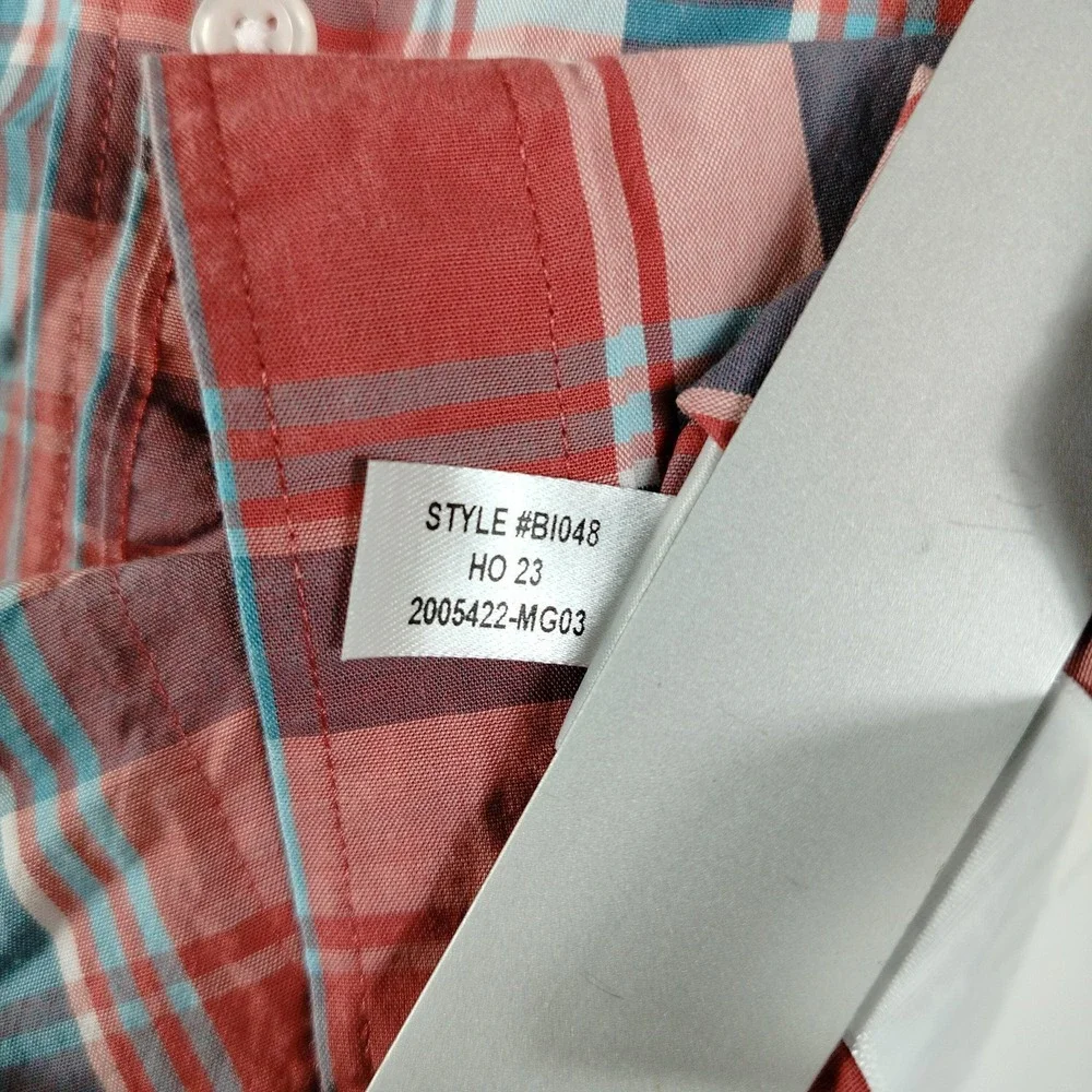 J Crew Shirt Mens Medium Red Blue Plaid‎ Classic Flex Washed Button Down Casual